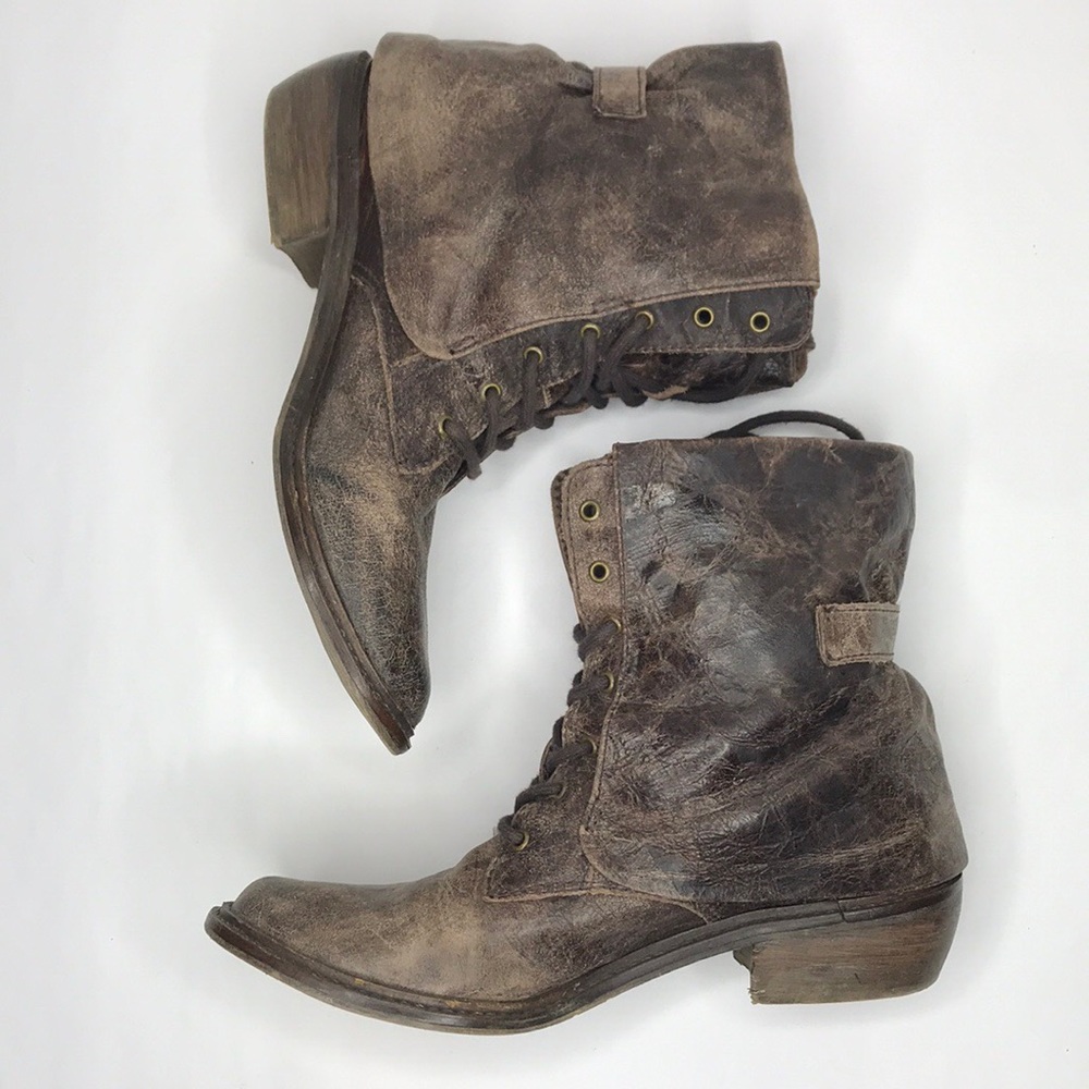 Mia distress bootie with back strap detail Sz 8